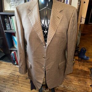 Brioni for Newman Marcus cashmere brown plaid 42 blazer